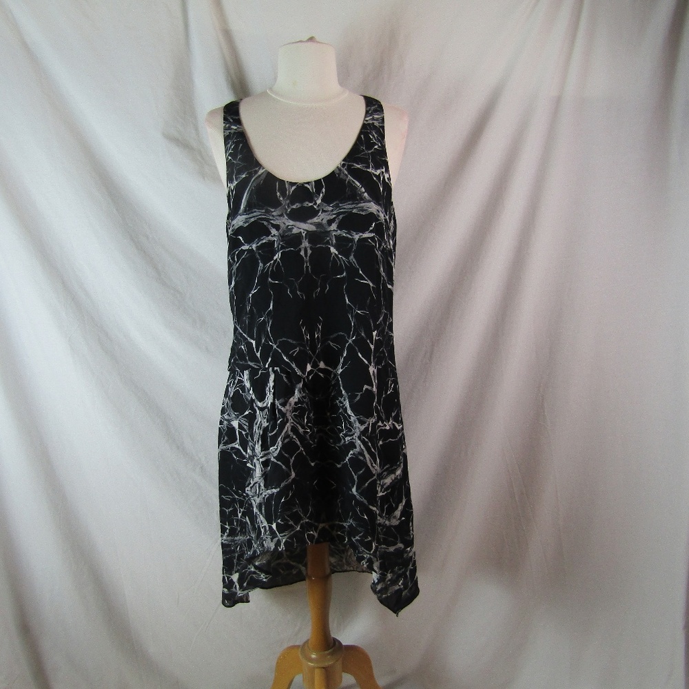 Haute Hippie Black/White Hi Low Tank Dress M EUC